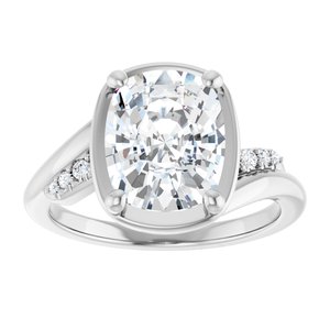 10K White Gold 10x8 mm Elongated Cushion Ring Mounting – image 5