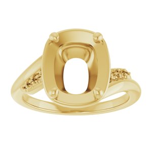 14K Yellow Gold 10x8 mm Elongated Cushion Ring Mounting – image 6
