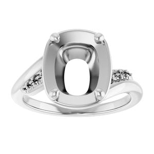 Sterling Silver 10x8 mm Elongated Cushion Ring Mounting – image 6
