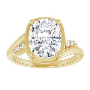 18K Yellow Gold 10x8 mm Elongated Cushion Ring Mounting – image 5
