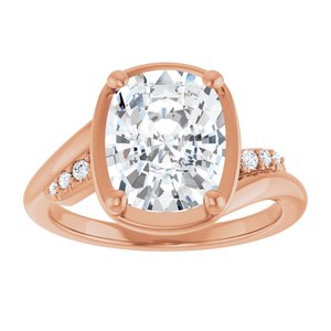 14K Rose Gold 10x8 mm Elongated Cushion Ring Mounting – image 5