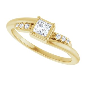 18K Yellow Gold 3.25x3.25 mm Square Ring Mounting – image 8