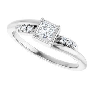 Sterling Silver 3.25x3.25 mm Square Ring Mounting – image 8
