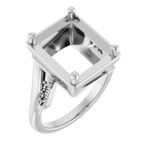 Sterling Silver 12x10 mm Emerald Ring Mounting – image 2