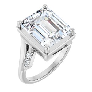 10K White Gold 12x10 mm Emerald Ring Mounting