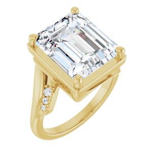 18K Yellow Gold 12x10 mm Emerald Ring Mounting