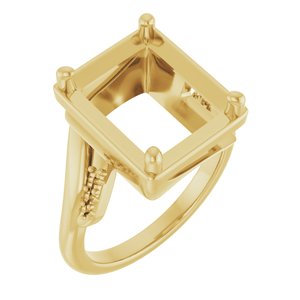 18K Yellow Gold 12x10 mm Emerald Ring Mounting – image 2