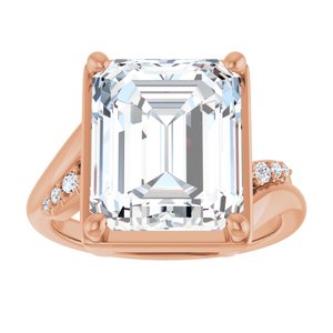 10K Rose Gold 12x10 mm Emerald Ring Mounting – image 5