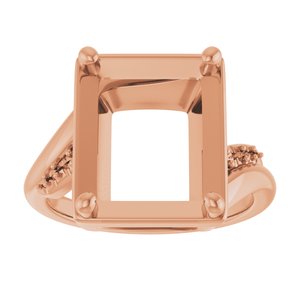 14K Rose Gold 12x10 mm Emerald Ring Mounting – image 6