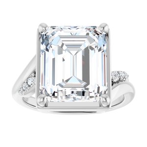 14K X1 White Gold 12x10 mm Emerald Ring Mounting – image 5