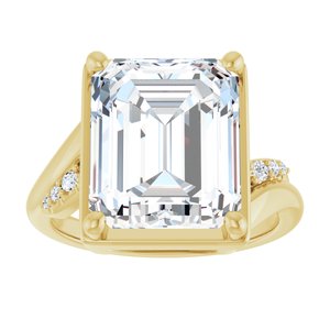 18K Yellow Gold 12x10 mm Emerald Ring Mounting – image 5