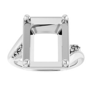 14K X1 White Gold 12x10 mm Emerald Ring Mounting – image 6