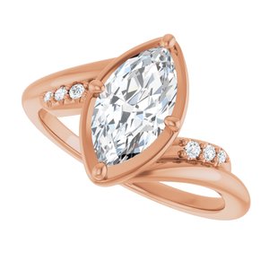 10K Rose Gold 10.5x5.5 mm Marquise Ring Mounting – image 8