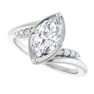 10K White Gold 10.5x5.5 mm Marquise Ring Mounting – image 8