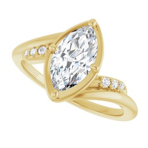 10K Yellow Gold 10.5x5.5 mm Marquise Ring Mounting – image 8