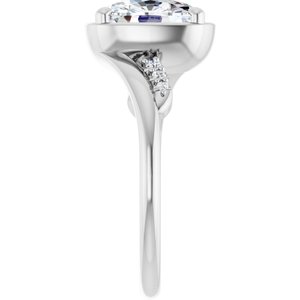 18K White Gold 9x7 mm Elongated Cushion Ring Mounting – image 7