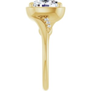 14K Yellow Gold 9x7 mm Elongated Cushion Ring Mounting – image 7