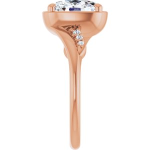 18K Rose Gold 9x7 mm Elongated Cushion Ring Mounting – image 7