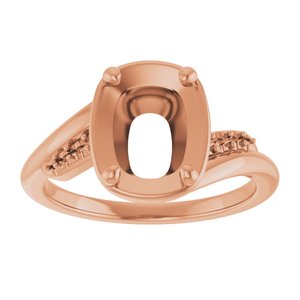 10K Rose Gold 9x7 mm Elongated Cushion Ring Mounting – image 6
