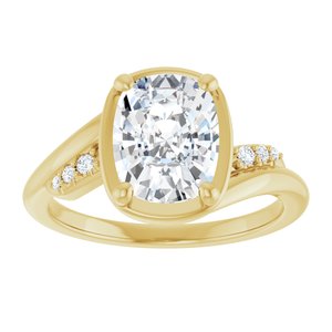 18K Yellow Gold 9x7 mm Elongated Cushion Ring Mounting – image 5