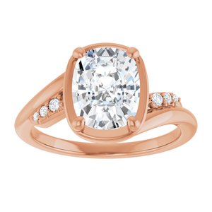 18K Rose Gold 9x7 mm Elongated Cushion Ring Mounting – image 5