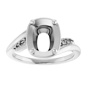 Sterling Silver 9x7 mm Elongated Cushion Ring Mounting – image 6