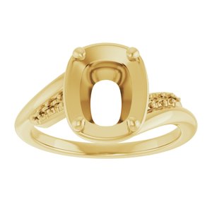 10K Yellow Gold 9x7 mm Elongated Cushion Ring Mounting – image 6