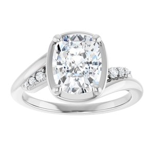 14K White Gold 9x7 mm Elongated Cushion Ring Mounting – image 5