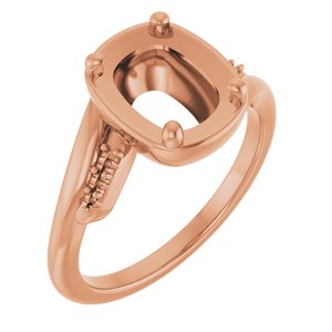 10K Rose Gold 9x7 mm Elongated Cushion Ring Mounting – image 2