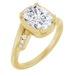14K Yellow Gold 9x7 mm Elongated Cushion Ring Mounting