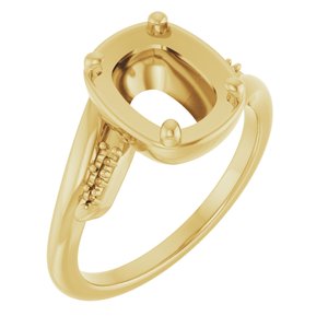 14K Yellow Gold 9x7 mm Elongated Cushion Ring Mounting – image 2