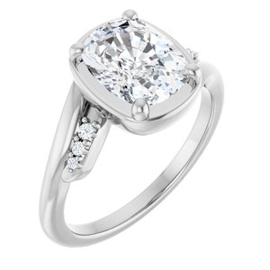 10K White Gold 9x7 mm Elongated Cushion Ring Mounting