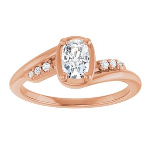 10K Rose Gold 6x4 mm Elongated Cushion Ring Mounting – image 5