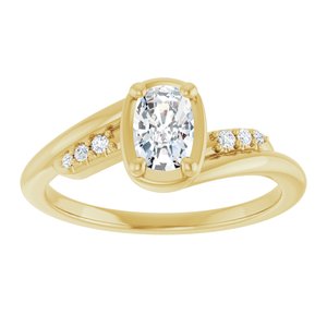 10K Yellow Gold 6x4 mm Elongated Cushion Ring Mounting – image 5