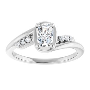 Sterling Silver 6x4 mm Elongated Cushion Ring Mounting – image 5