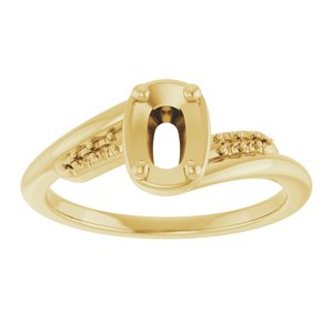 10K Yellow Gold 6x4 mm Elongated Cushion Ring Mounting – image 6