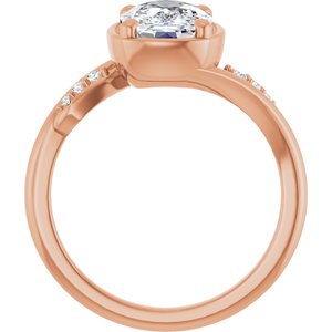 10K Rose Gold 9x7 mm Elongated Cushion Ring Mounting – image 3