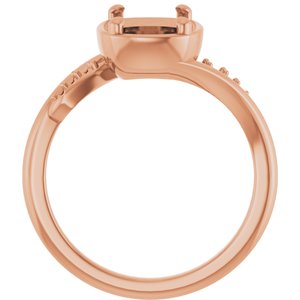18K Rose Gold 9x7 mm Elongated Cushion Ring Mounting – image 4