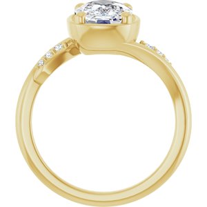 14K Yellow Gold 9x7 mm Elongated Cushion Ring Mounting – image 3