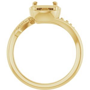 18K Yellow Gold 9x7 mm Elongated Cushion Ring Mounting – image 4