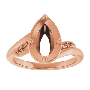 10K Rose Gold 10x6 mm Pear Ring Mounting – image 6