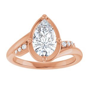 10K Rose Gold 10x6 mm Pear Ring Mounting – image 5