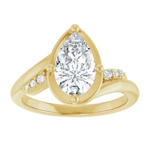 18K Yellow Gold 10x6 mm Pear Ring Mounting – image 5