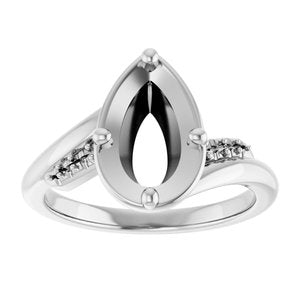18K White Gold 10x6 mm Pear Ring Mounting – image 6