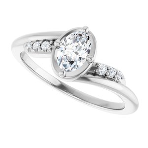 18K White Gold 6x4 mm Oval Ring Mounting – image 8