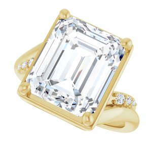 18K Yellow Gold 12x10 mm Emerald Ring Mounting – image 8