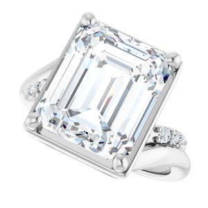 Sterling Silver 12x10 mm Emerald Ring Mounting – image 8