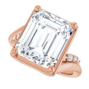 14K Rose Gold 12x10 mm Emerald Ring Mounting – image 8