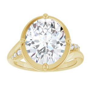 10K Yellow Gold 12x10 mm Oval Ring Mounting – image 5