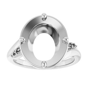 14K X1 White Gold 12x10 mm Oval Ring Mounting – image 6